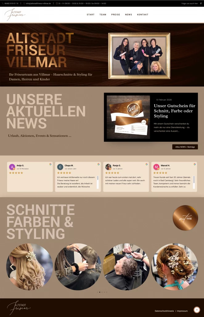 Bild Webseite Altstadtfriseur Homepage